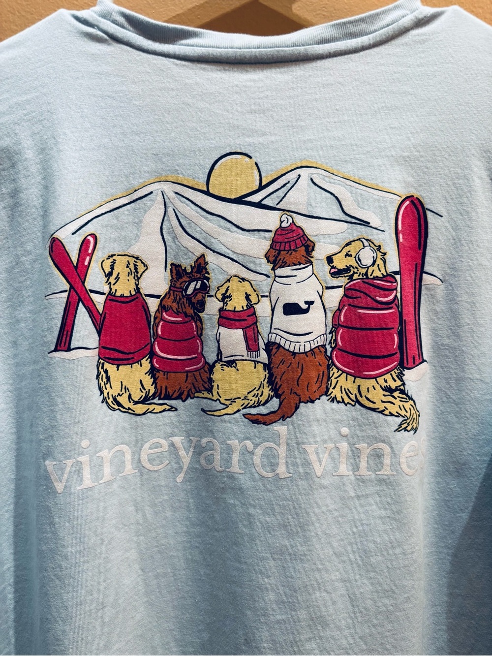 Vineyard Vines sunset ski puppies long sleeve pocket cotton t-shirt size medium - Picture 7 of 9